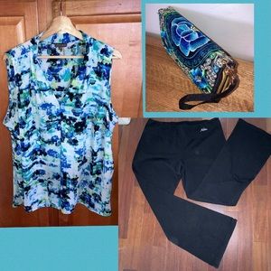 Lot ➕ Vince Camuto Top, Yoga Pants / Leggings & Bag turquiose black etc 3X